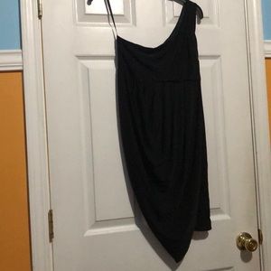 Black Asymmetrical One Shoulder Dress